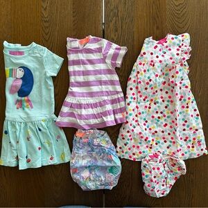 Joules Bundle 3 x Dress Aqua Blue Green Mauve White Spots Summer Play Bright Fun